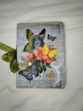 Vintage Butterfly Bouquet Art Junk Journal - Blank on inside!